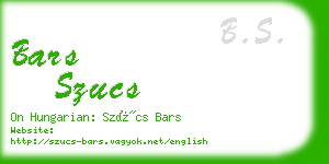 bars szucs business card